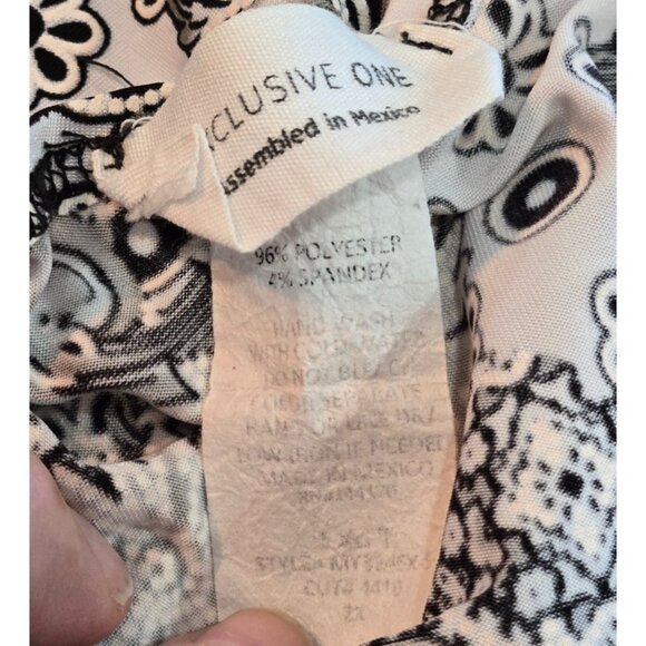 Silky Jersey Knit Tunic Top Black White 2X Exclusive One Floral Print Asymmetric - Picture 9 of 11